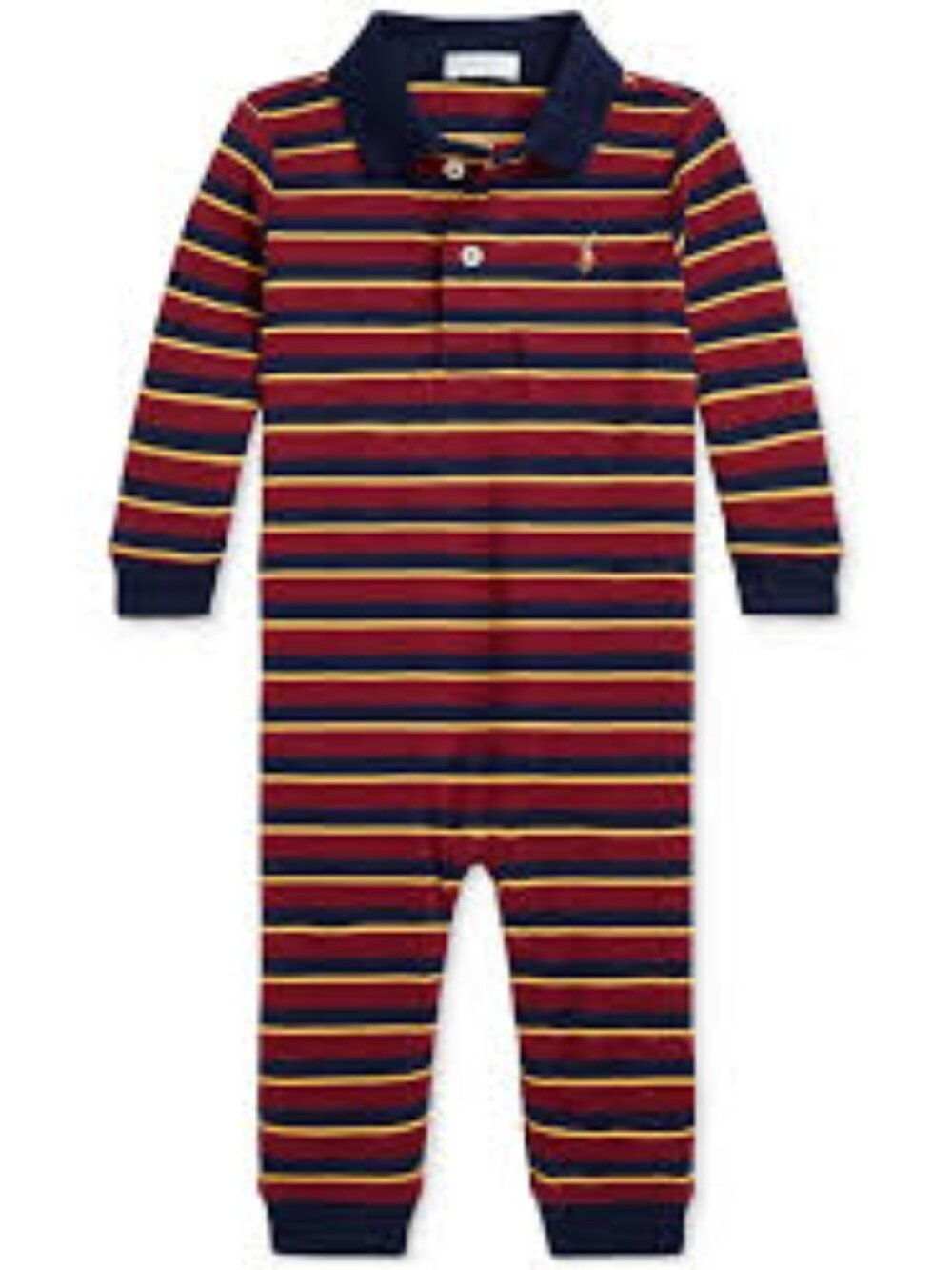 Ralph Lauren Childrenswear Baby Boys Striped Soft Cotton Polo Coverall 12M